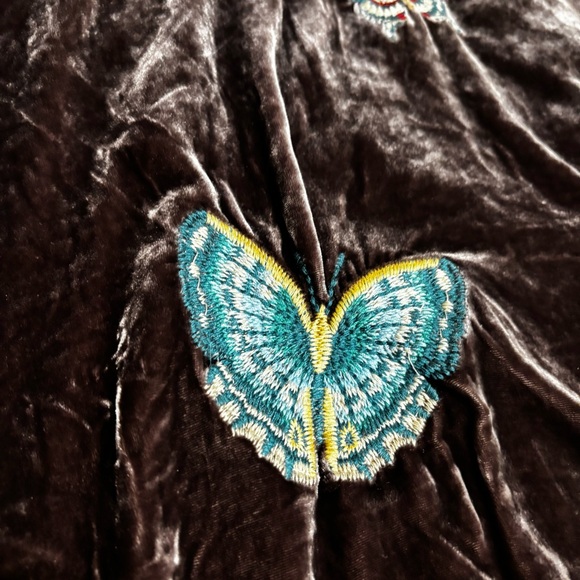 NWT JOHNNY WAS XXL Embroidered Velvet Butterfly Wide Leg Luciana Pants - Picture 3 of 6